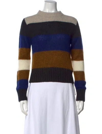 Pre-owned Rag & Bone Striped Mock Neck Sweater In Black