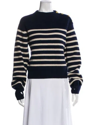 Pre-owned Rag & Bone Striped Mock Neck Sweater In Blue