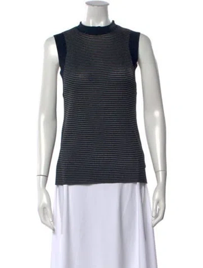 Pre-owned Rag & Bone Striped Mock Neck Sweater In Blue/metallic