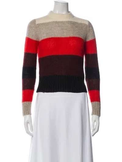 Pre-owned Rag & Bone Striped Mock Neck Sweater In Neutral