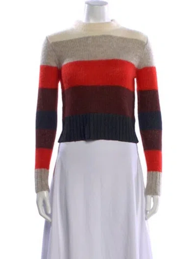 Pre-owned Rag & Bone Striped Mock Neck Sweater In Neutral
