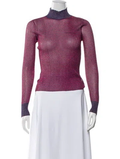 Pre-owned Rag & Bone Striped Mock Neck Sweater In Red