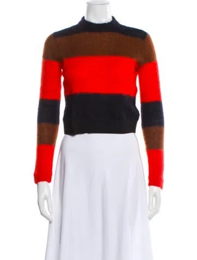 Pre-owned Rag & Bone Striped Mock Neck Sweater In White