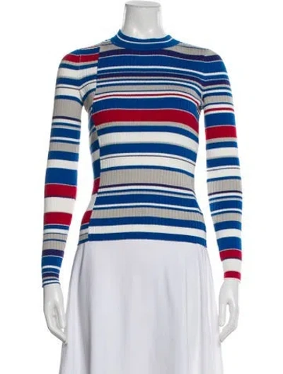 Pre-owned Rag & Bone Striped Mock Neck Top In Blue