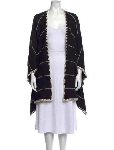 Pre-owned Rag & Bone Striped Open Front Sweater In Black