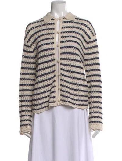 Pre-owned Rag & Bone Striped Open Front Sweater In Neutral