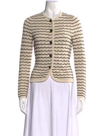 Pre-owned Rag & Bone Striped Open Front Sweater In Neutral