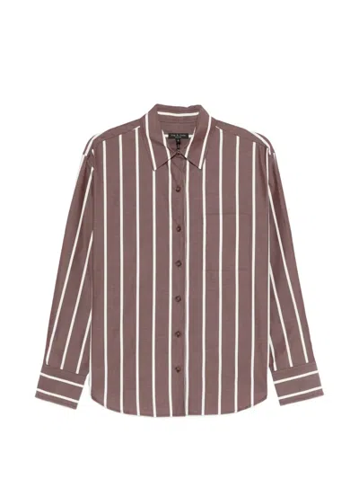 Rag & Bone Striped Pocket Shirt In Brown