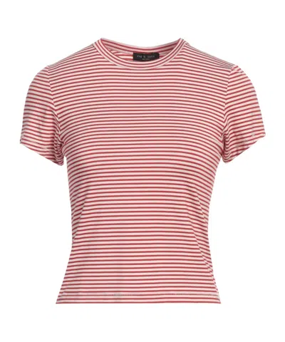Rag & Bone Striped Print Short-sleeve T-shirt In Pink