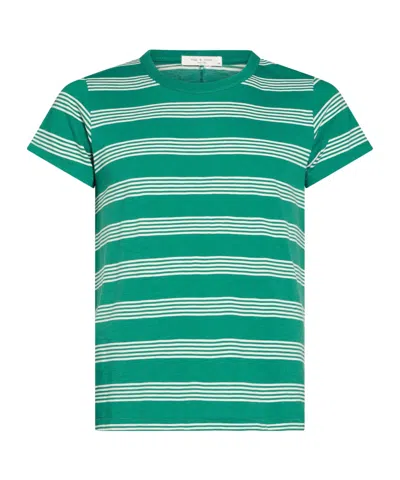 Rag & Bone Striped Printed Tshirt In Green