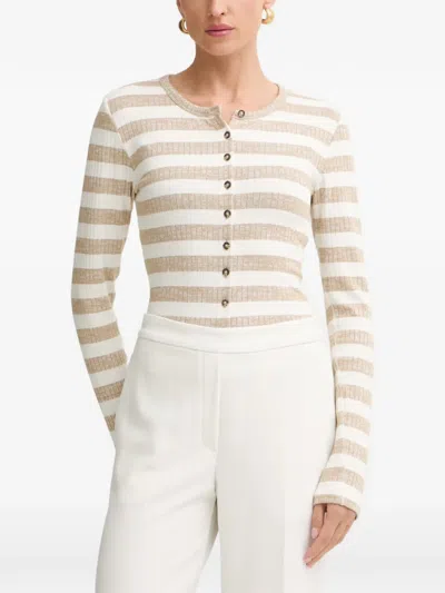 Rag & Bone Striped Ribbed Cardigan In Neutral