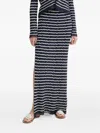 Rag & Bone Womens Indgo Chiara Striped Cotton-blend Maxi Skirt In Blue