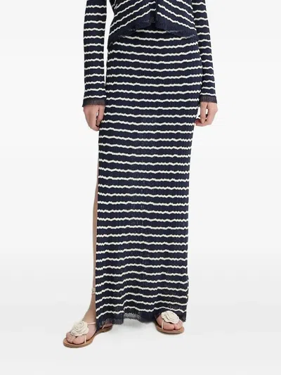 RAG & BONE STRIPED RIBBED-KNIT SKIRT