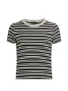 Rag & Bone Womens Luca Striped Stretch-woven T-shirt Ivybl In Black