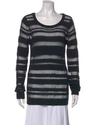 Pre-owned Rag & Bone Striped Scoop Neck Sweater In Black