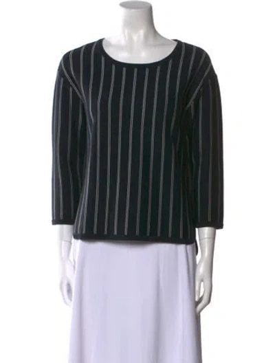 Pre-owned Rag & Bone Striped Scoop Neck Sweater In Black