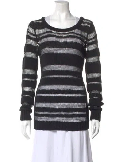 Pre-owned Rag & Bone Striped Scoop Neck Sweater In Black