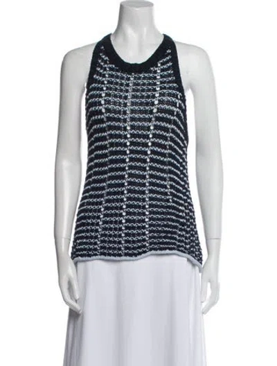 Pre-owned Rag & Bone Striped Scoop Neck Sweater In Blue