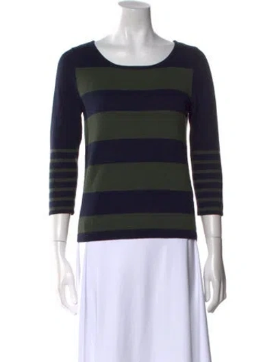 Pre-owned Rag & Bone Striped Scoop Neck Sweater In Blue