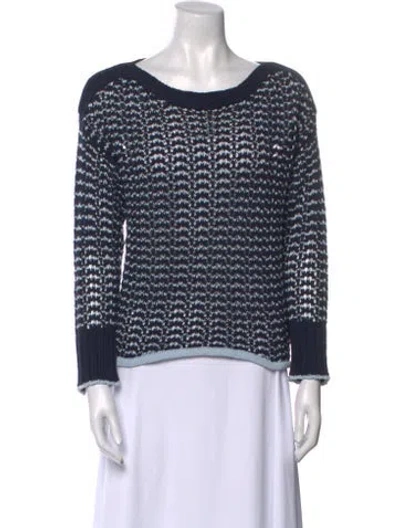 Pre-owned Rag & Bone Striped Scoop Neck Sweater In Blue