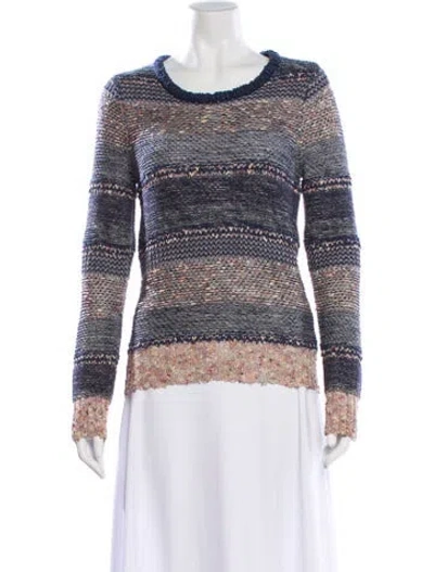 Pre-owned Rag & Bone Striped Scoop Neck Sweater In Blue