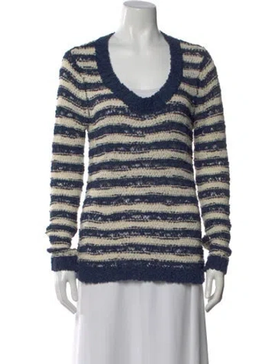 Pre-owned Rag & Bone Striped Scoop Neck Sweater In Blue