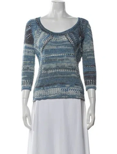 Pre-owned Rag & Bone Striped Scoop Neck Sweater In Blue
