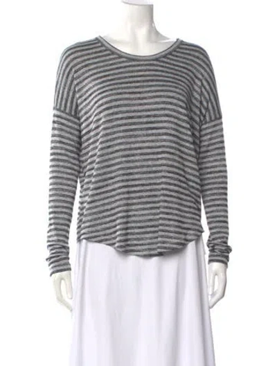 Pre-owned Rag & Bone Striped Scoop Neck Sweater In Gray