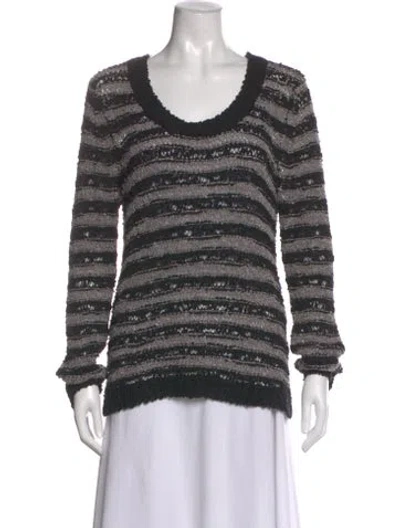 Pre-owned Rag & Bone Striped Scoop Neck Sweater In Gray