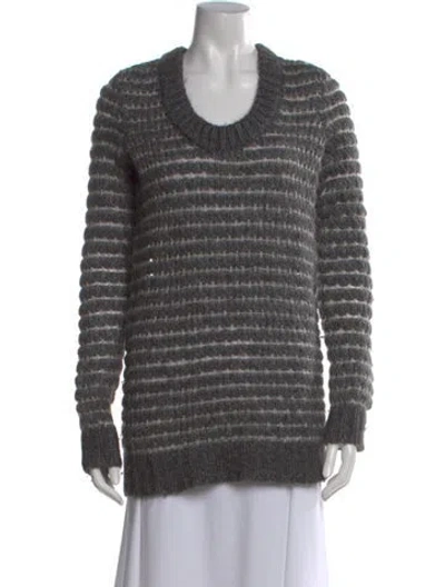 Pre-owned Rag & Bone Striped Scoop Neck Sweater In Gray