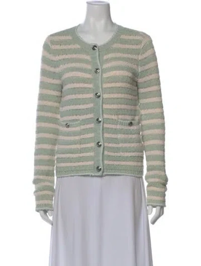 Pre-owned Rag & Bone Striped Scoop Neck Sweater In Green