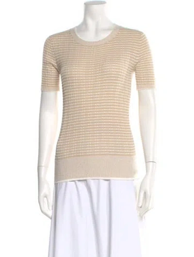 Pre-owned Rag & Bone Striped Scoop Neck Sweater In White