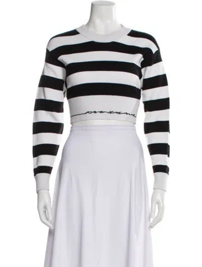 Pre-owned Rag & Bone Striped Scoop Neck Sweater In White
