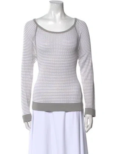 Pre-owned Rag & Bone Striped Scoop Neck Sweater In White