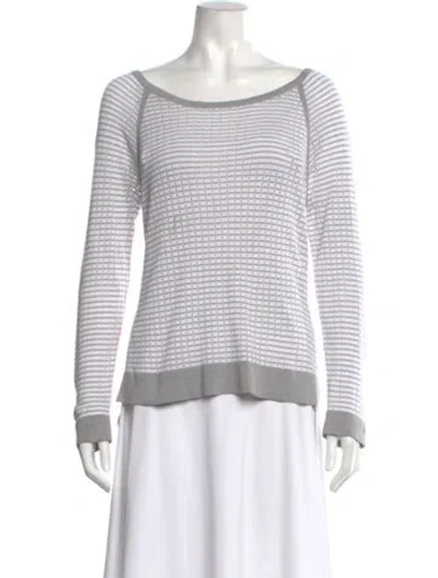 Pre-owned Rag & Bone Striped Scoop Neck Sweater In White