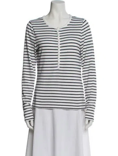 Pre-owned Rag & Bone Striped Scoop Neck Sweater In White