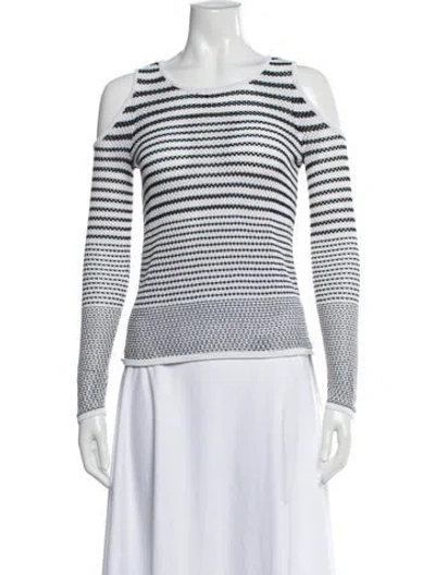 Pre-owned Rag & Bone Striped Scoop Neck Sweater In White