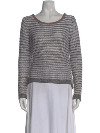 Pre-owned Rag & Bone Striped Scoop Neck Sweater In White