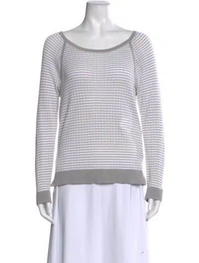 Pre-owned Rag & Bone Striped Scoop Neck Sweater In White