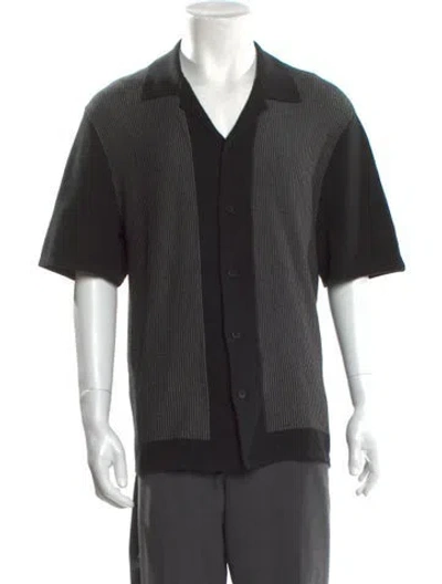 Pre-owned Rag & Bone Striped Short Sleeve Denim Shirt In Black