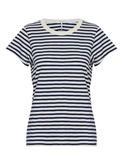 Rag & Bone Striped Short-sleeve T-shirt In Blue