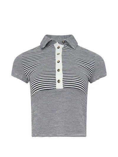 Rag & Bone Striped Short-sleeve Polo Shirt In Blue