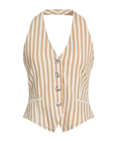 Rag & Bone Striped Sleeveless Halter Top In Neutral