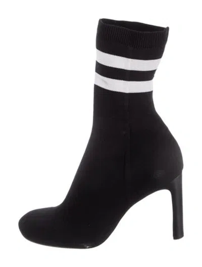 Pre-owned Rag & Bone Striped Sock Boots In Black
