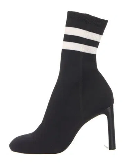 Pre-owned Rag & Bone Striped Sock Boots In Black