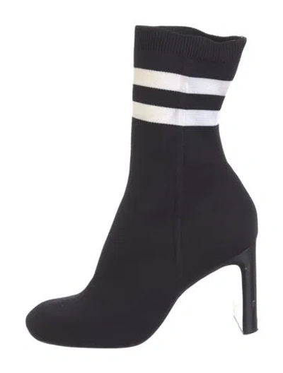 Pre-owned Rag & Bone Striped Sock Boots In Black