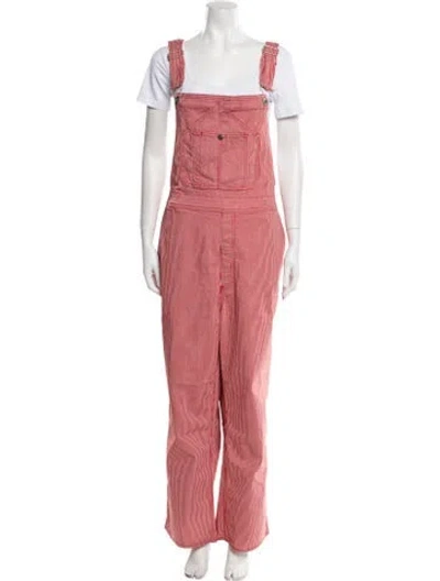 Pre-owned Rag & Bone Striped Square Neckline Jumpsuit In Red