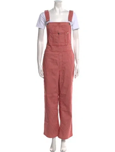 Pre-owned Rag & Bone Striped Square Neckline Jumpsuit In Red