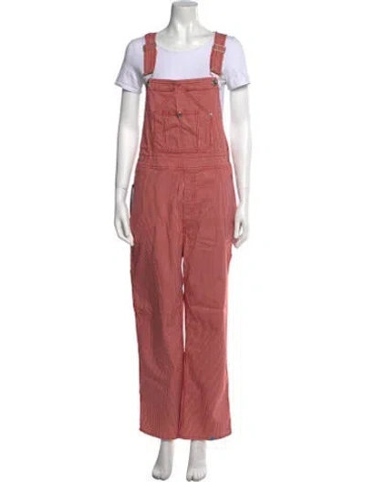 Pre-owned Rag & Bone Striped Square Neckline Jumpsuit W/ Tags In Red