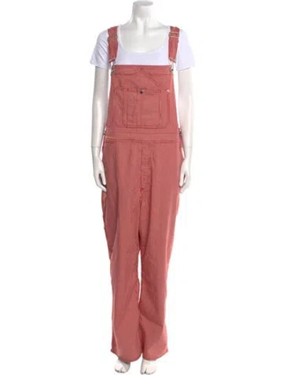 Pre-owned Rag & Bone Striped Square Neckline Jumpsuit W/ Tags In Red